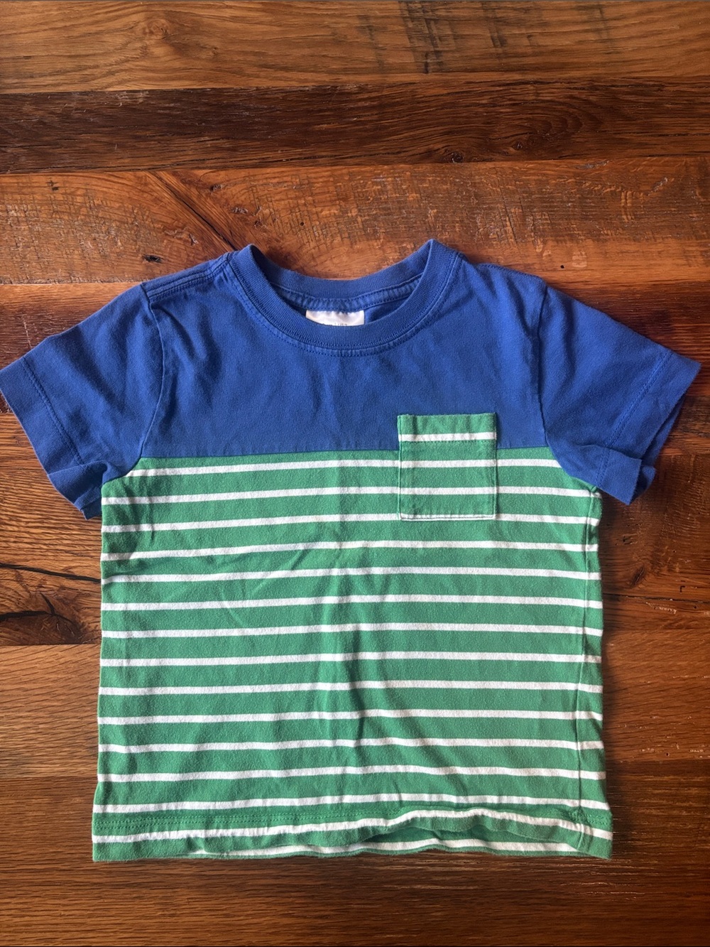 Hanna Andersson Blue & Green Striped Kids Tee - size 3